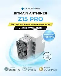 

HH Bitmain Antminer Z15 Pro Zcash Miner 840KSol