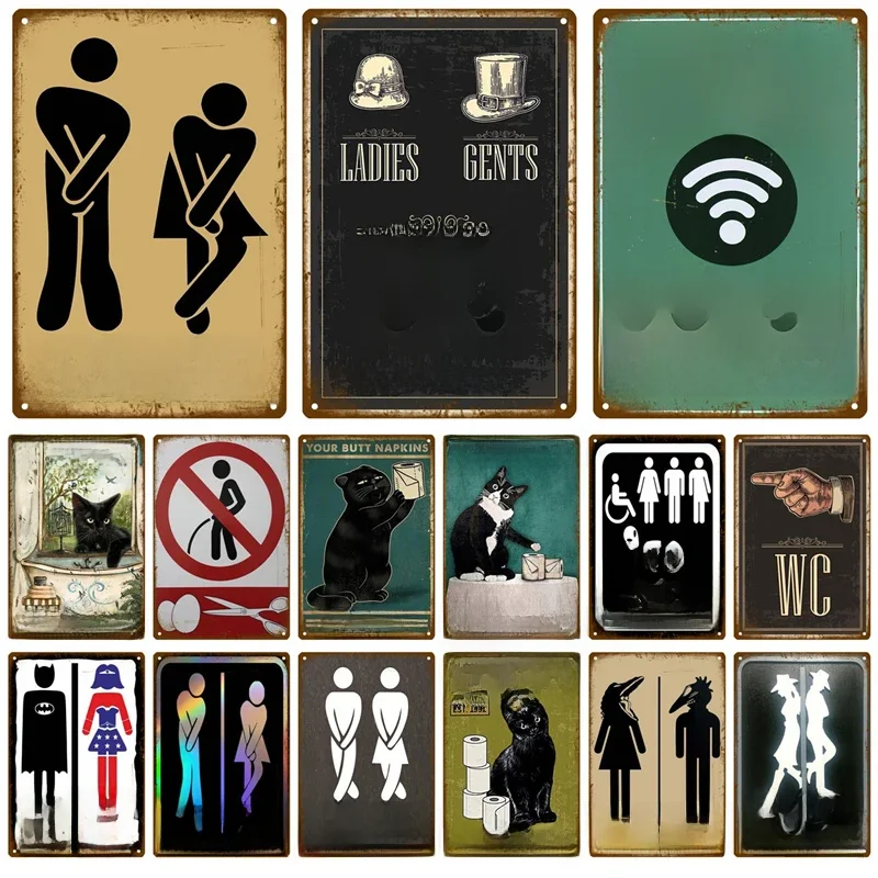Affiche en métal drôle pour homme et femme, Plaque de toilette, Plaque en étain, KTV, Bar, barbecue, boutique, salle de bains, décoration murale, maison, Photo Vintage, Pub