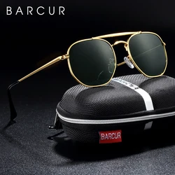 BARCUR Original Square Sunglasses For Men Polarized Women Hexagon Sun Glasses Oculos De Sol Gafas Lunette De soleil femme