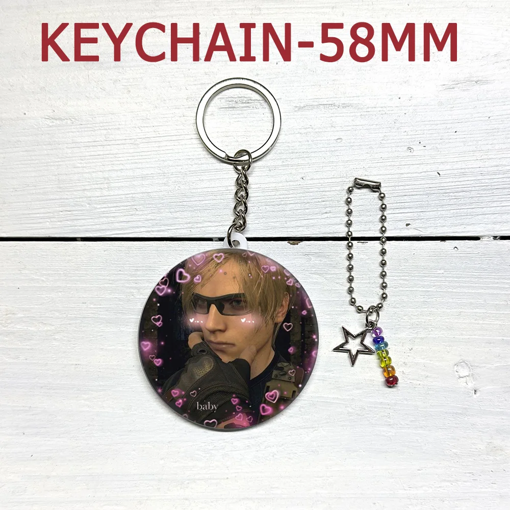 Leon Kennedy Pink Bow Heart Cute Pookie Pink Y2K Accessories Game Player Creative Gifts Hat Pins Brooch Keychain Charm Jewelry