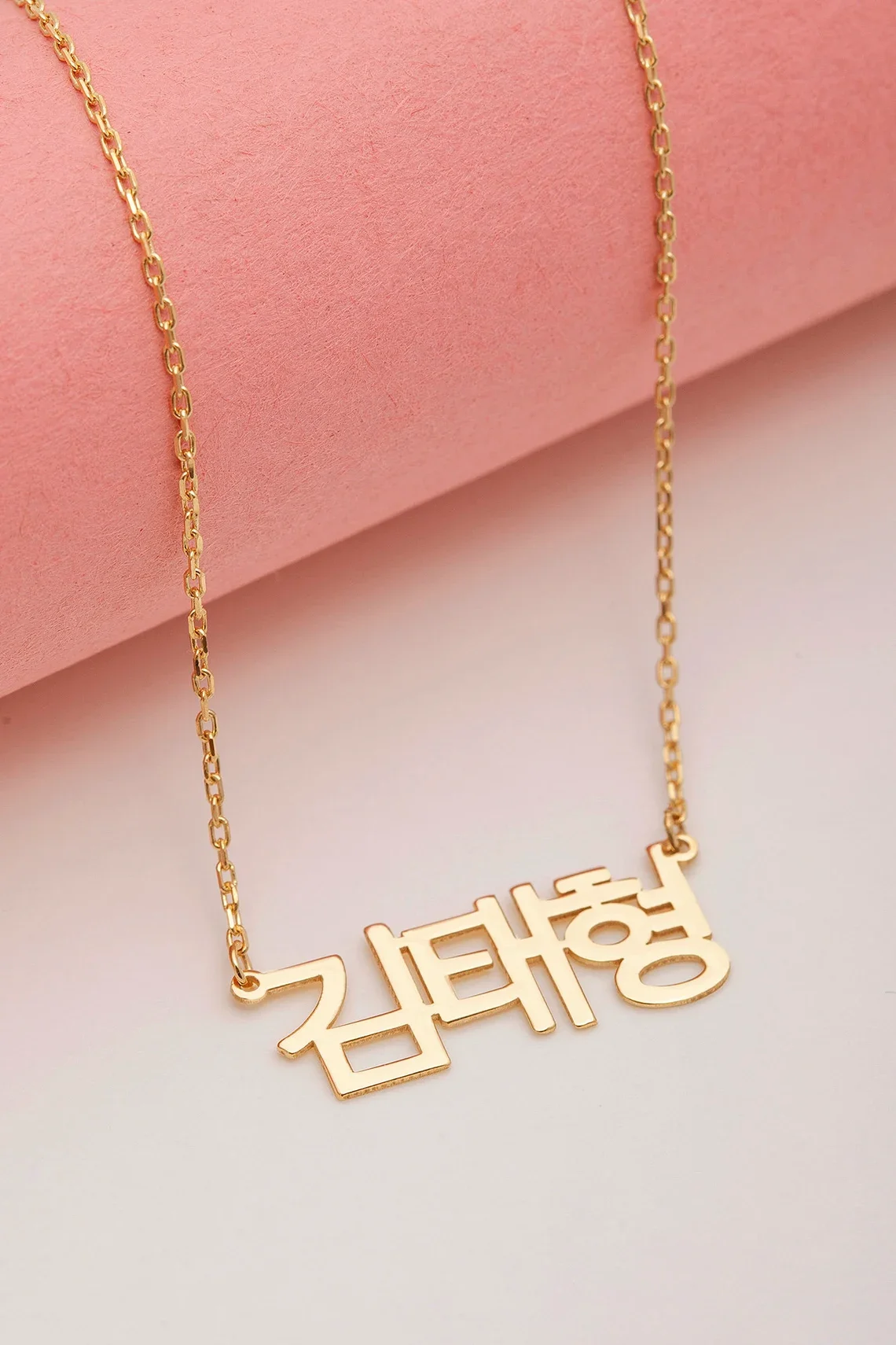 Personalized Korean name Necklace  Hanja Letter Jewelry   Hangul  Name  Necklace Stainless Steel Women  Nameplate