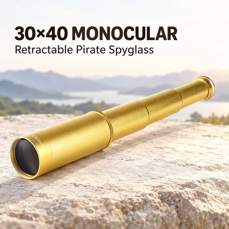 30x40 Monocular Telescope Retractable Pirate Spyglass Portable Retro Scope for Bird Watching Hiking Travel