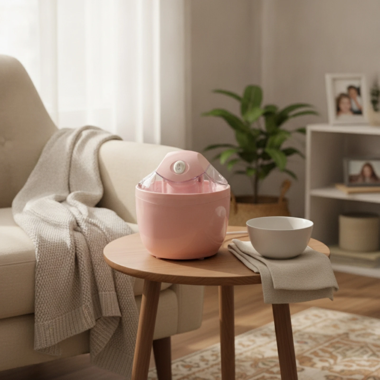 Children Ice Cream Maker Machine Small Home Dessert Maker with Visible Lid Easy Touch Switch Frozen Yogurt Sorbet Maker for