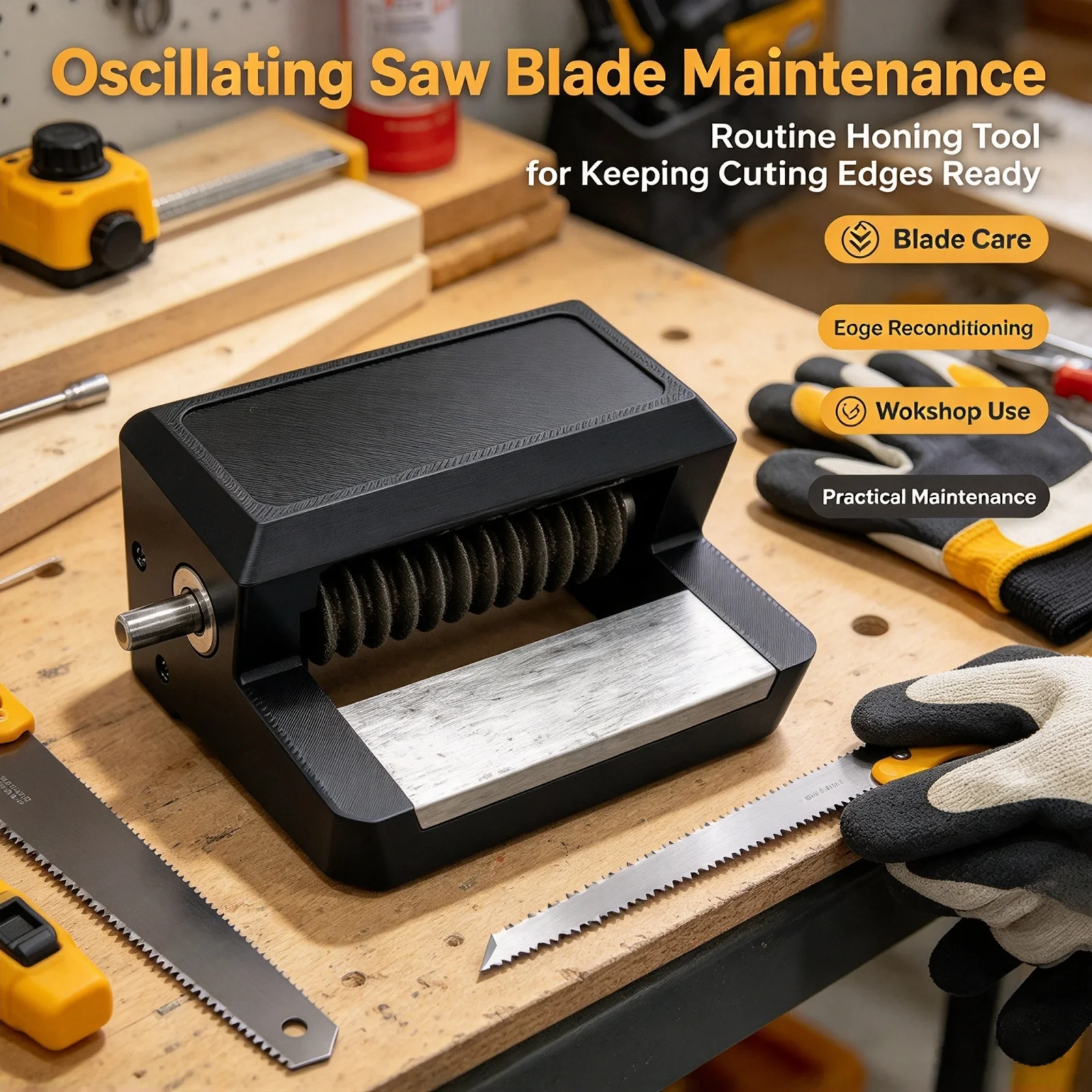 Oscillating Saw Blade Sharpening Attachment Metal Shaft Honing Tool Compact Accurate Sharpener for Multi Tool Saw Blades
