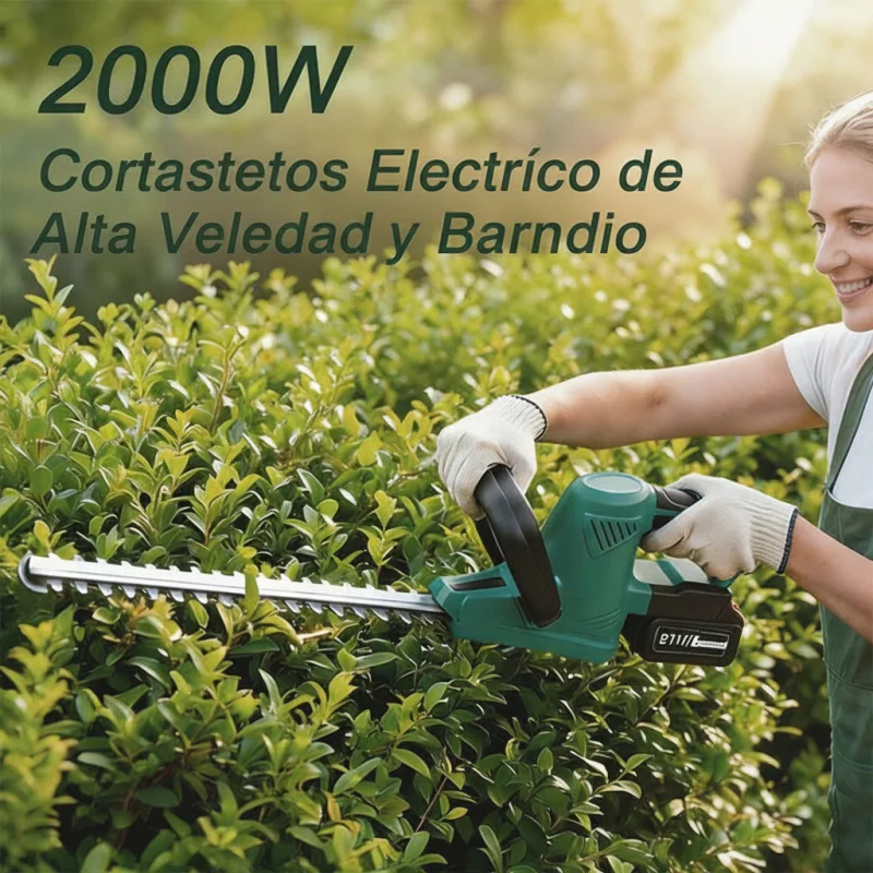 Cortasetos Eléctrico Inalámbrico 2000W Brushless Ligero para Jardín Compatible con Batería Makita
