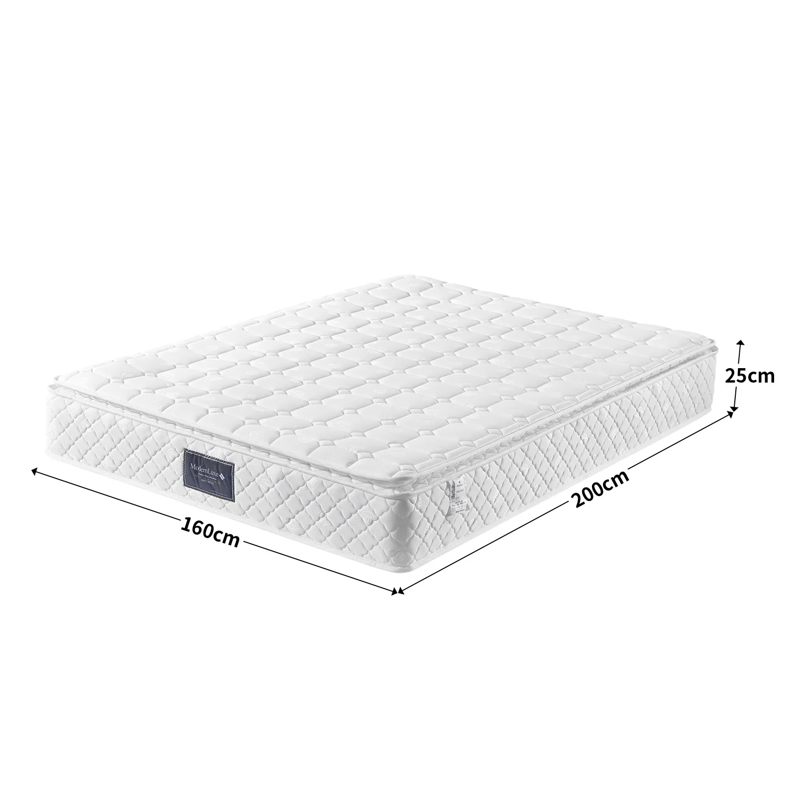 Comanlai 90/140/160x200cm Matras met Pocketvering, 7-Zone Koudschuimmatras, Pocketveringkern, Gedempt Microvezelhoes, Hoogte 25 cm