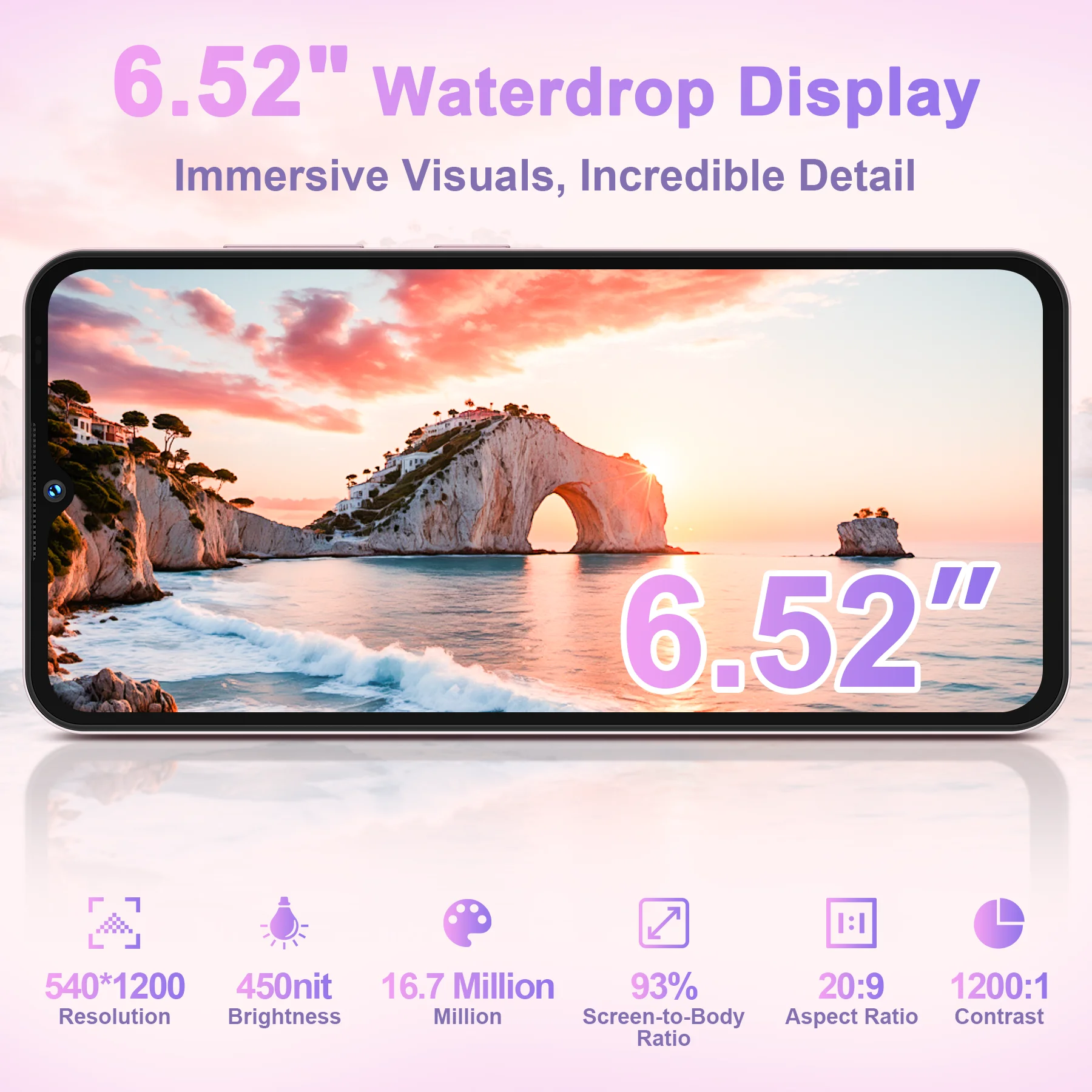 OUKITEL C3 Android 14 Cell Phone Unlocked-5000mAh Battery, 6.52'' Waterdrop Screen-16GB RAM+64GB/TF 1TB ROM Smartphone