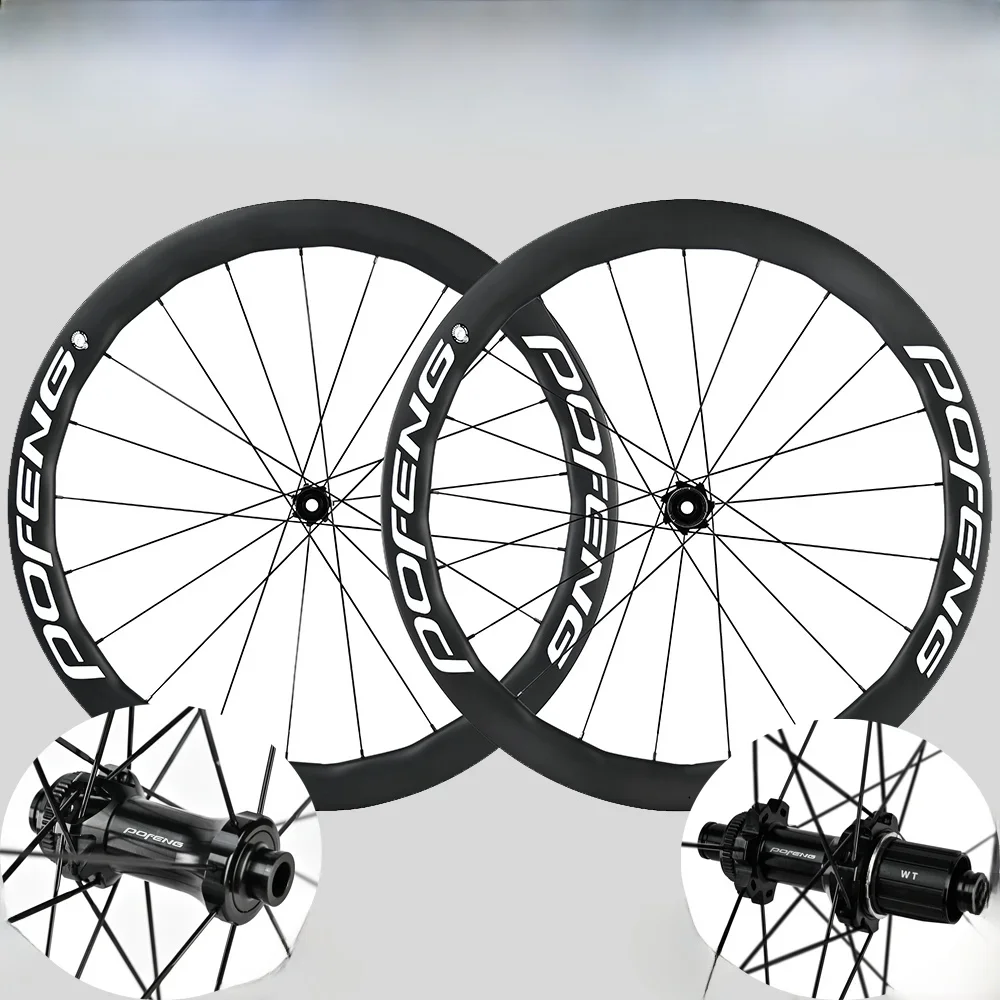 AliExpress WIND BREAK POFENG 700C 50mm Carbon Wheelset Disc Brake Road Bicycle Tubeless Clincher Wheels  for shimano 8-12 Speed