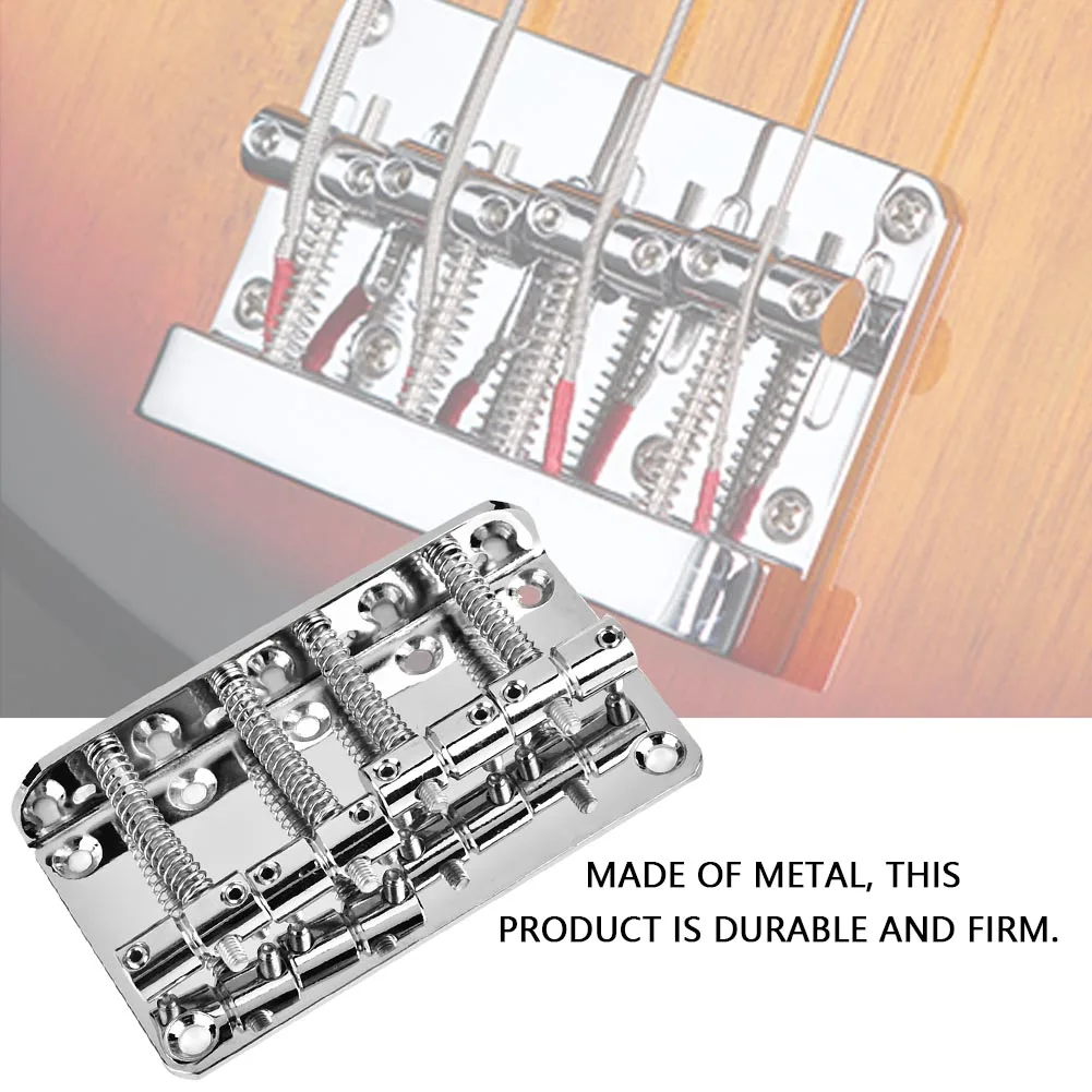 Adjustable 4 Strings Bass Bridge with Screws Electric Box Guitar Plate Instrument Accessories Bass Bridge for Guitar