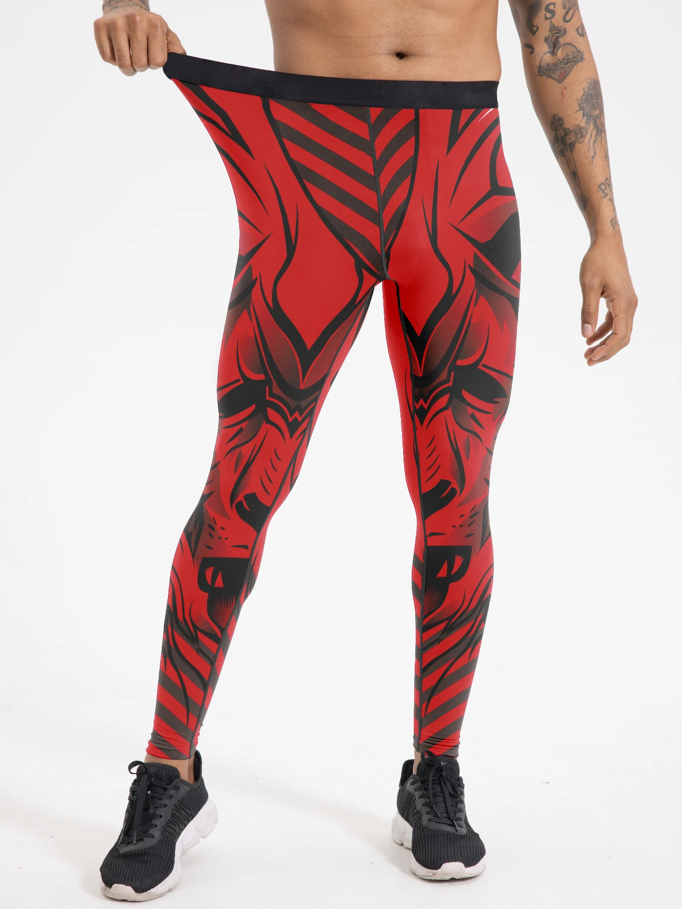 بنطال لياقة بدنية مطبوع كاجوال للرجال، تصميم حزام خصر مرن، قماش محبوك مرن قليلاً، قصة جاهزة، طوال الموسم للياقة البدنية #6