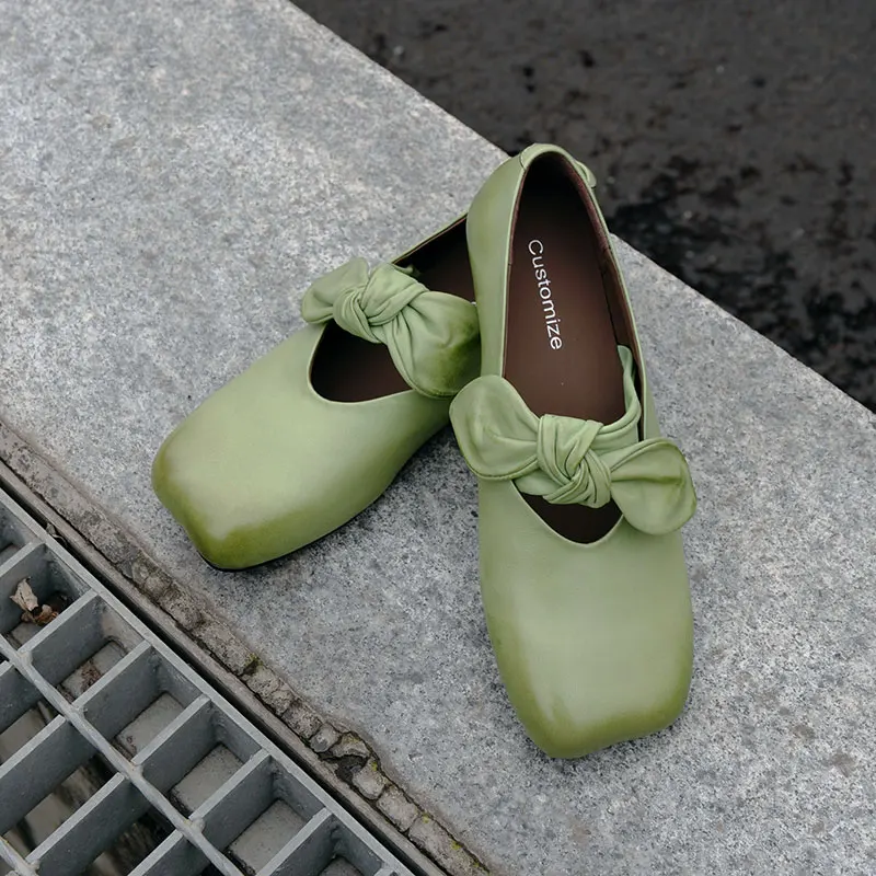 النساء بسيطة الشقق ساحة تو ربطة أحذية الانزلاق على أحذية السيدات الخريف جلد طبيعي امرأة المتسكعون الربيع أحذية أنيقة #3