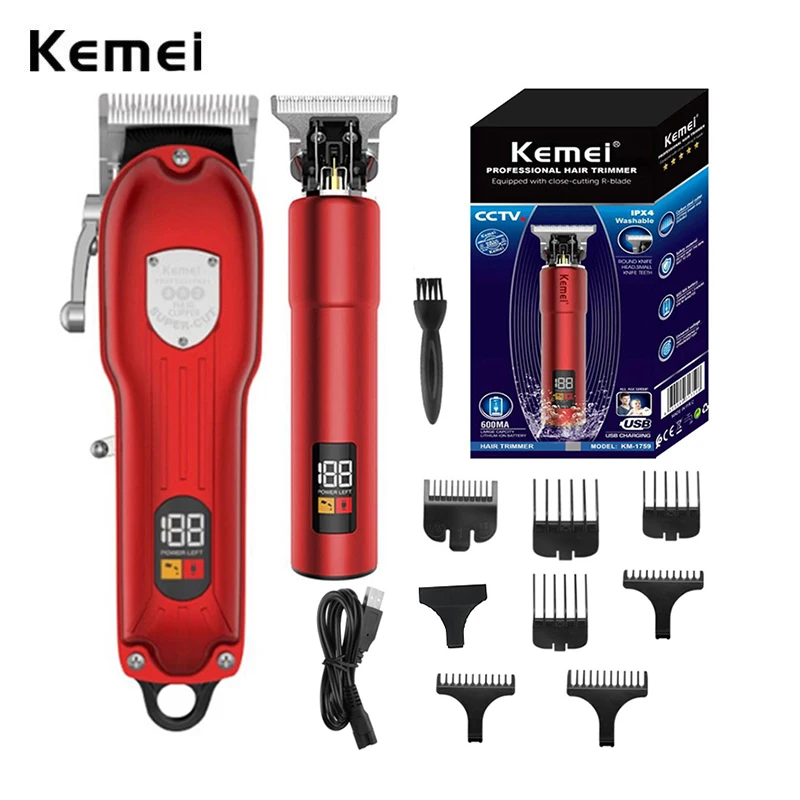 

Kemei Professional Hair Trimmer for Men Electric Hair Clipper Beard Grooming Edge Hair Cut Machine Rechargeable Hair Cutter