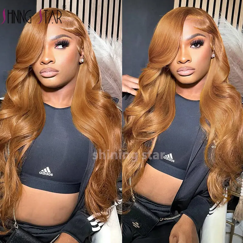 34 Inch Ginger Blonde 13X6 Lace Front Wig 13X4 Body Wave Human Hair Wigs Transparent Brazilian Human Hair Lace Frontal Wig Women image 5