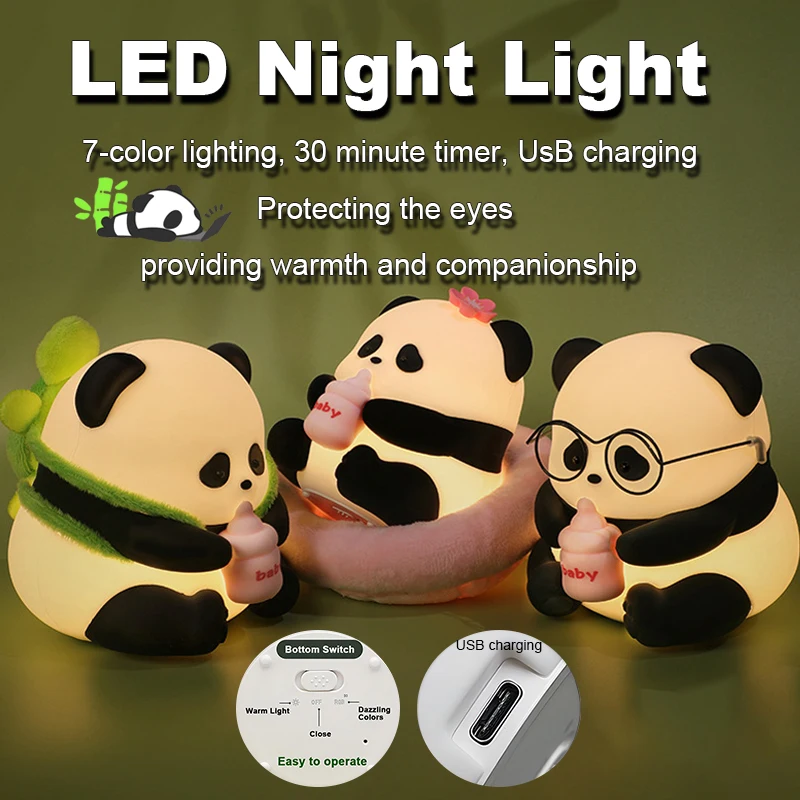 cute cartoon silicone led night light com sensor de toque kids nightlights lampada do quarto da crianca decoracao de ferias presente de natal 01