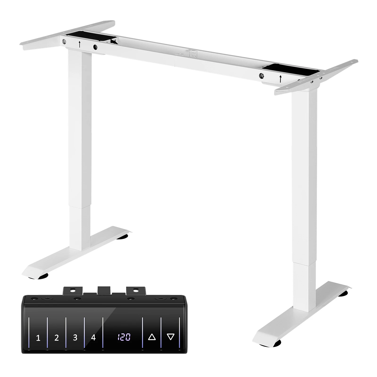 Electric Sit-Stand Desk Steel Frame with 2 Motors Anti-Collision Height Adjustable Computer Desk with Memory Function for Home