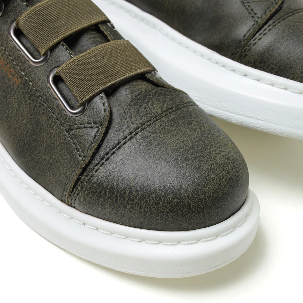 CHEKICH Original Brand Khaki 2024 Men's Sports Shoes for Summer High-soled Elastic band Artificial leather Sneakers CH0253