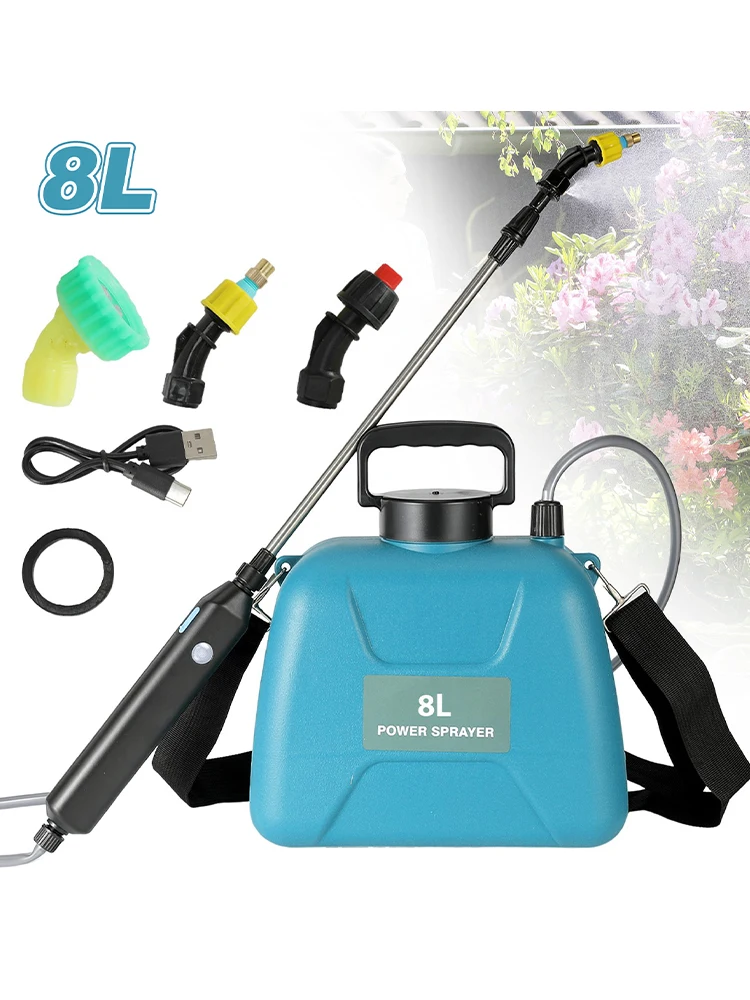 8L Automatischer Elektrischer Sprüher, Gartenpflanzensprüher, Handgehaltener Wiederaufladbarer Sprinkler, Zerstäuber mit Schultergurt, Gießkanne zum Bewässern von Blumen, Autoreinigung und