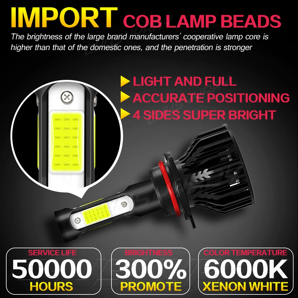 FOR Fiat 500 2012-2019 -Combo 6000K LED Headlight + Fog Light + DRL Light Bulbs 100W 6000K 10000LM