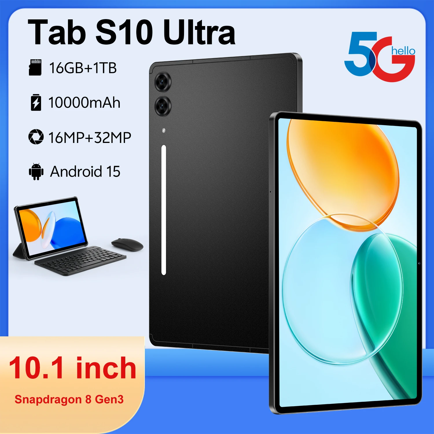 

Оригинальный планшет Tab S10 Ultra 2025 года, 10,1 дюйма, Android 14 Global Snapdragon870, 10 ядер, 16 ГБ + 1024 ГБ, 10000 мАч, 5G, Dual SIM, WIFI
