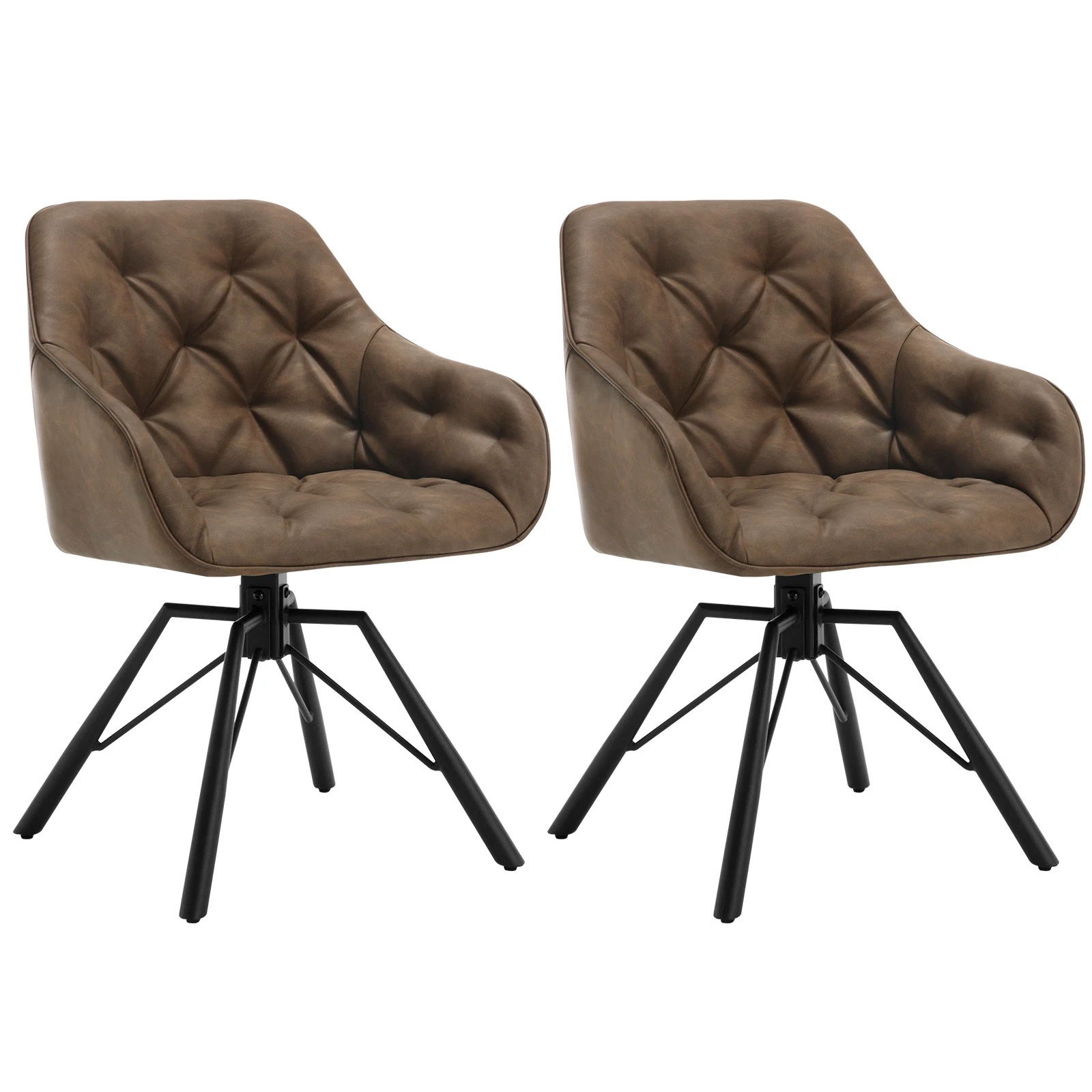 WOLTU 2 stks/set Draaibare Eetkamerfauteuil Scandinavische Keukenstoelen Hoge Rug met Metalen Poten voor Woonkamer Slaapkamer Restaurant