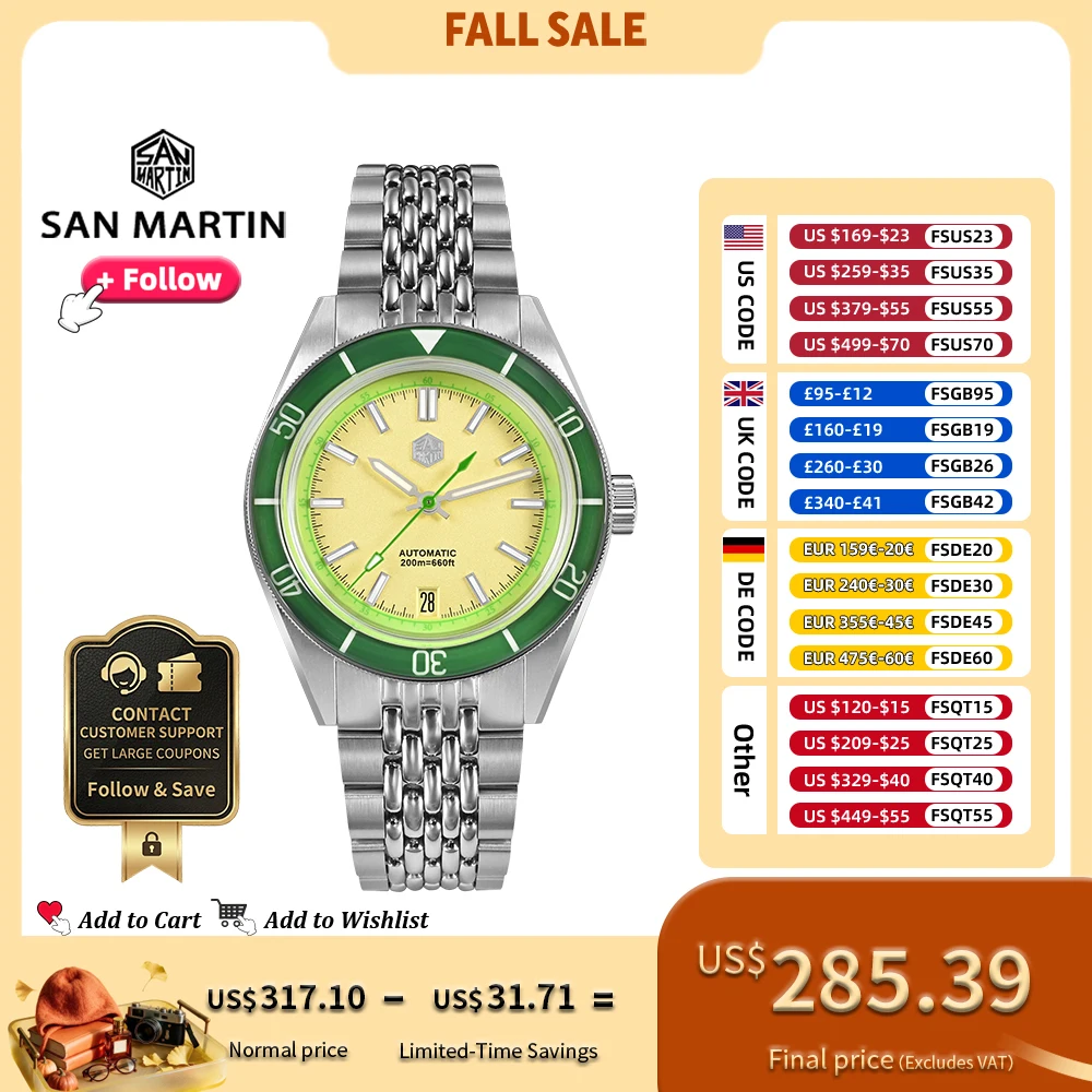 San Martin 39.5mm Men Diver Watch Original Summer Fruit Style NH35 Mechanical Watches Sapphire Bezel Luminous 20Bar SN0116G-B