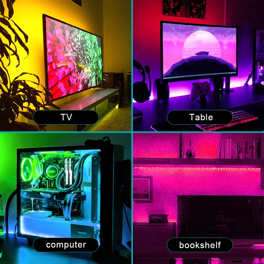 Zdalny Bluetooth światła listwy RGB LED kontrola aplikacji taśma diodowa synchronizacji muzyki 5V USB do dekoracji podświetlenie TV imprezy