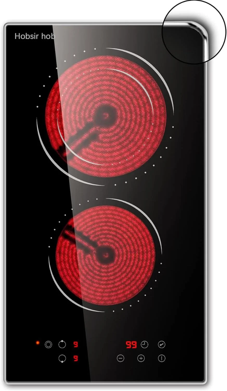 

2 конфорки, 12 дюймов, встроенная излучающая верхняя часть электрической плиты, таймер и предохранительный замок для детей, металлический каркас для защиты стекла, 220 В-240 В, жесткий провод