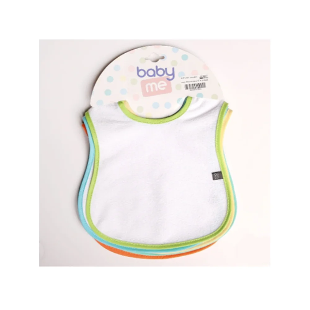 Baby Me Bib 5 Pcs 80% Cotton, 20% Polyester Comfortable Liquid Proof Mom Girl Boy Fun Food Orange Blue Green Cream Color Gift Aesthetic Fashion Four