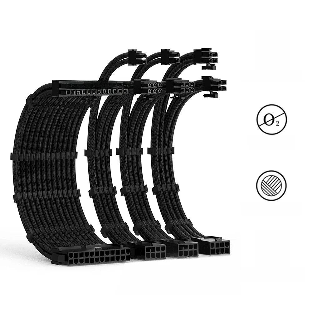 4 Stukset 300Mm Atx 24pin Pci-e 6 + 2pin Cpu 4 + 4pin Pc Case Diy Diverse Kleuren Beschikbaar Psu Verlengkabel - afbeelding 2