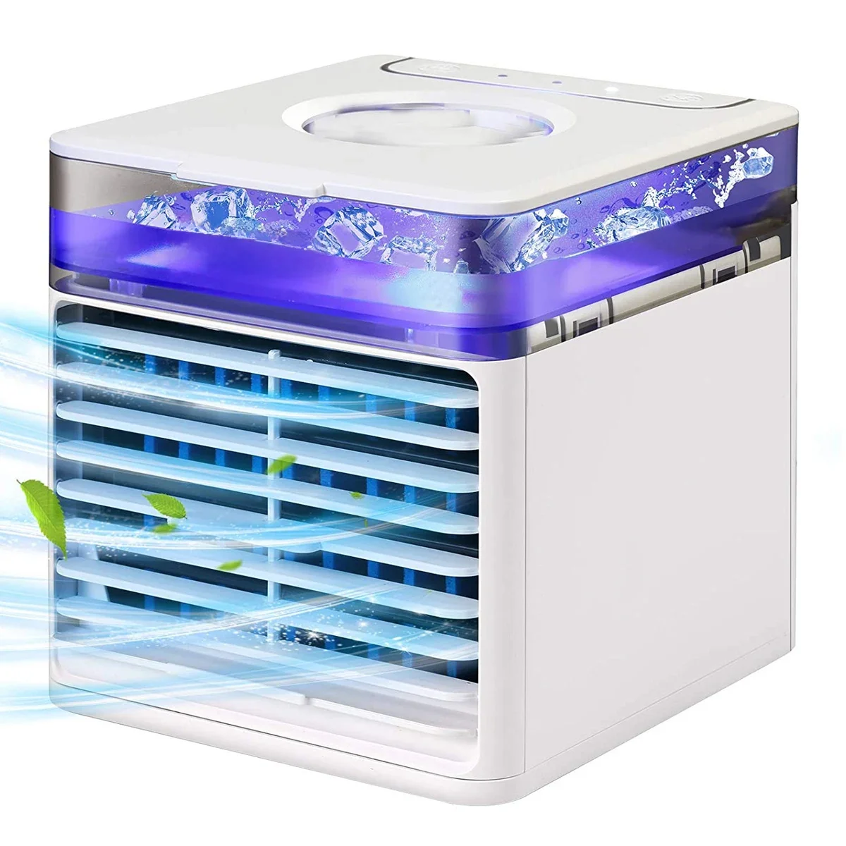 Portátil Mini Casa USB Ar Condicionado Desktop Fan, Difusor de Água, Iluminação LED, Siderreiros,