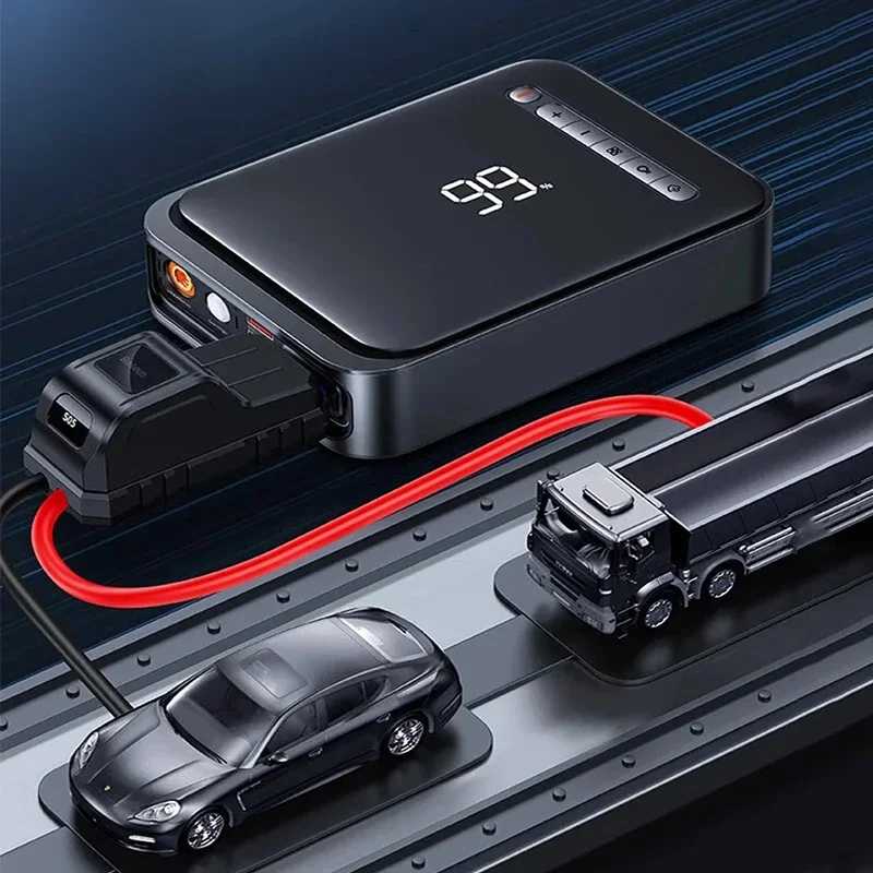 BASEUS Bas192.- Démarreur de voiture pour diabétique avec compresseur d'air, dispositif de démarrage de batterie d'appoint, démarreur d'urgence automatique, 2 en 1, 1000A 4