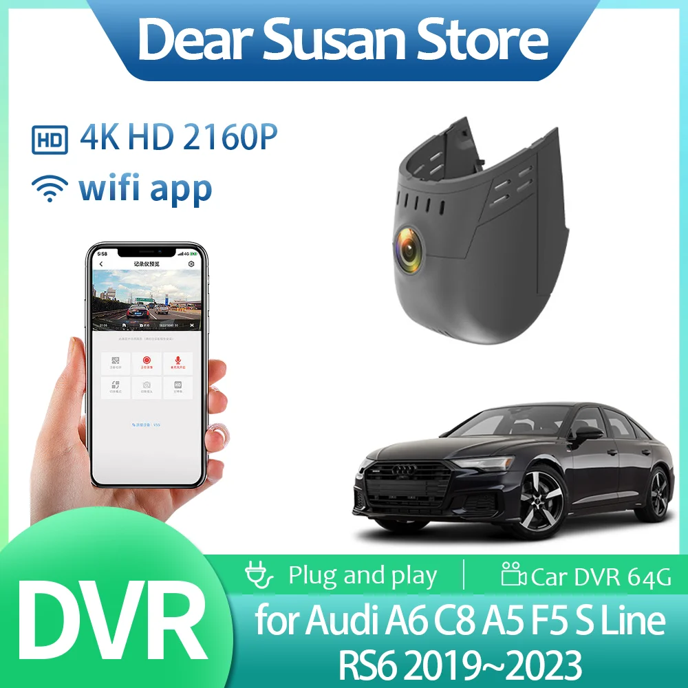 Car Video DVR for Audi A6 C8 A5 F5 S Line S6 RS6 RS5 S5 2017~2023 Driving Recorder Front Dash Camera Night Vision HD Accessories