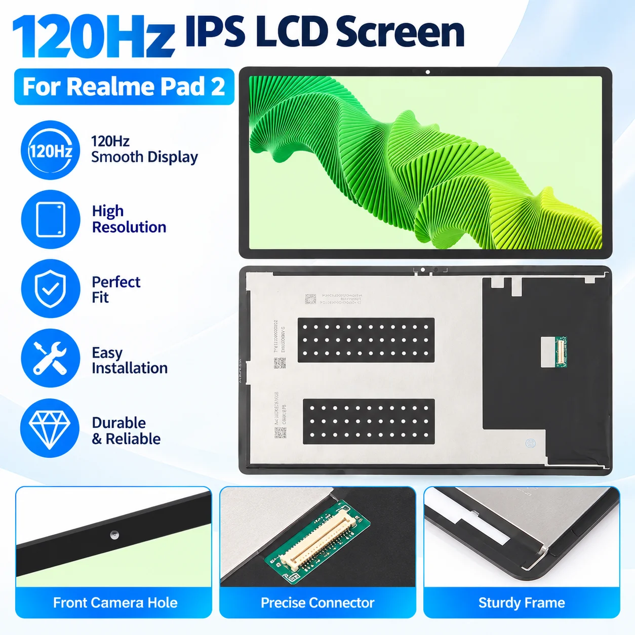 120Hz IPS LCD Screen for Realme Pad 2 with Digitizer Full Assembly Tab Display Repair Replacement Part