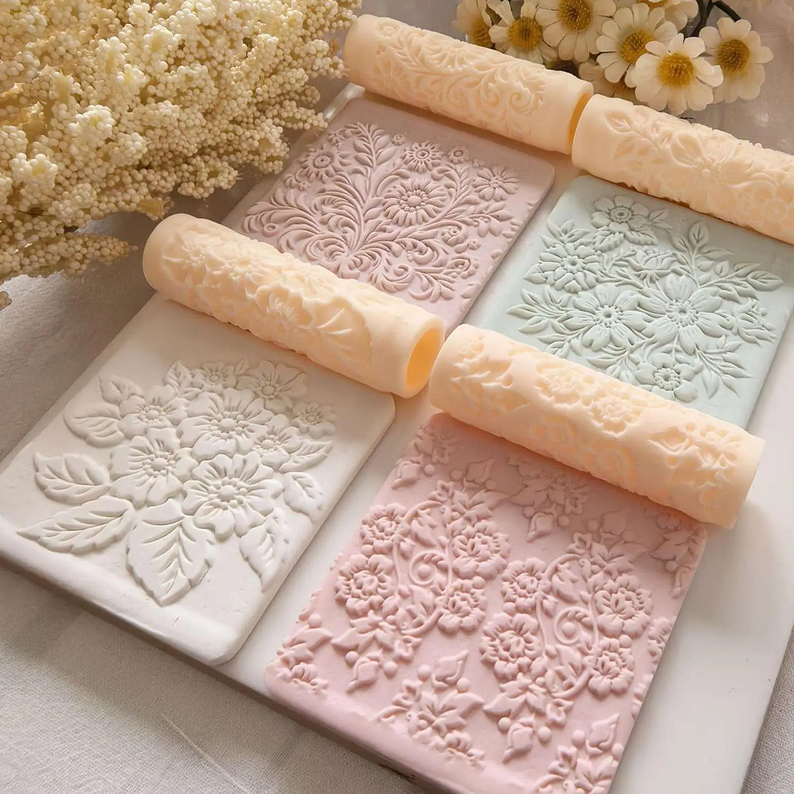 أسطوانة ملمس الطين متعددة الوظائف، هدية مثالية، قابلة لإعادة الاستخدام، أنيقة، سهلة التنظيف، أسطوانة نمط الفخار خفيفة الوزن للحرف الفنية