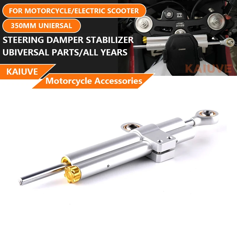 350MM Aluminum Universal Motorcycle Adjustable Stabilizer Steering Damper for Yamaha Honda Kawasaki Suzuki Ducati Triumph BMW