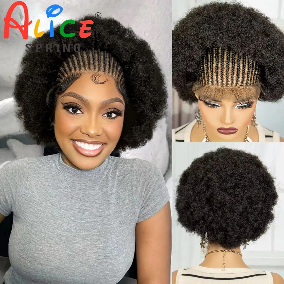 

Afro Curly Braided Wigs Synthetic 13x6 Lace Frontal Braids Wig For Black Women Short Curly Braided Lace Wigs With Baby Hair