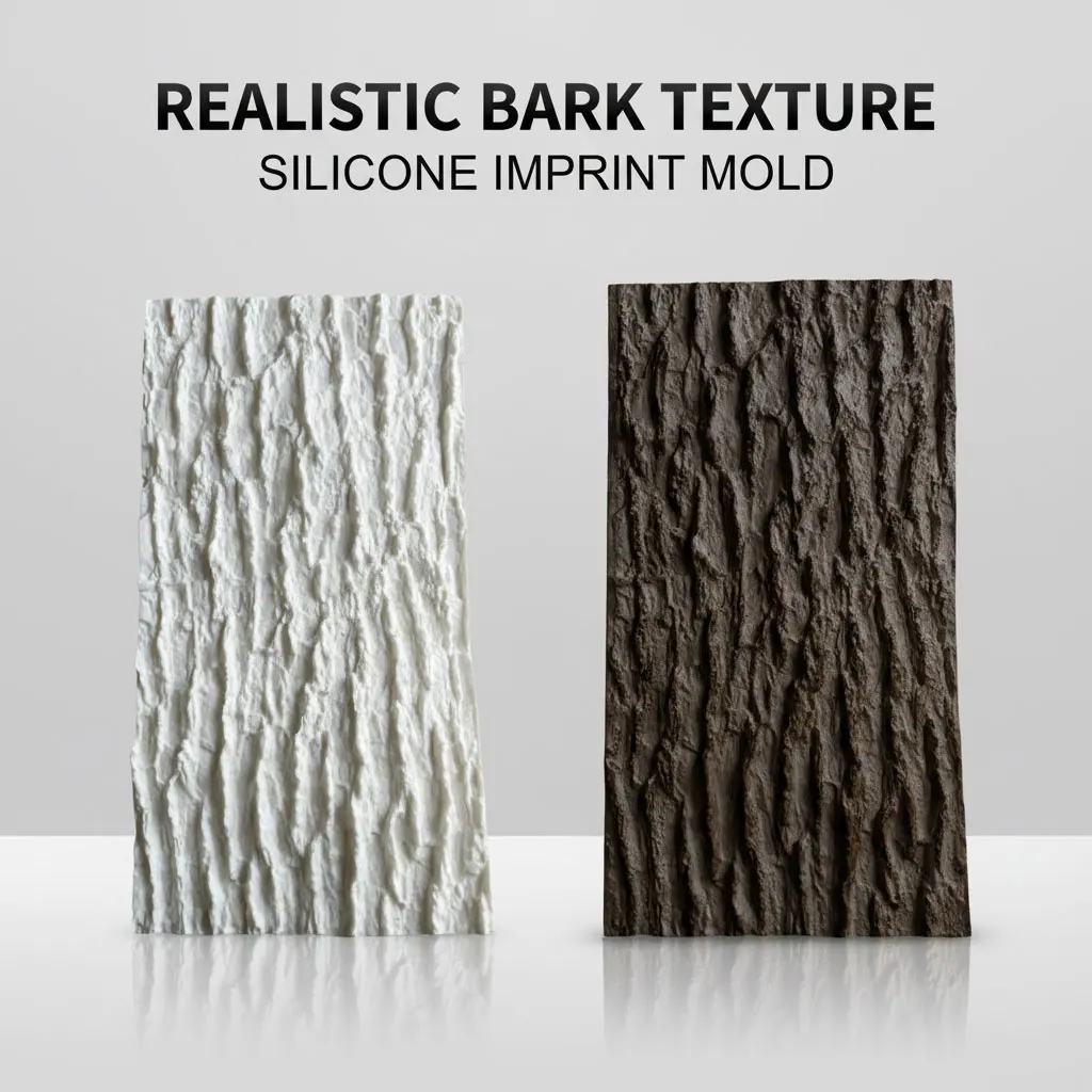 50 * 27cm cement imitation bark texture embossed silicone soft mold tool for making fake tree stump models