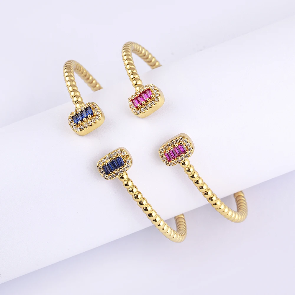 AIBEF New Design Luxury Crystals Bangles Rhinestone Zircon Charm Cuff Bracelets Gold Color Bangle Fine Jewelry Birthday Gifts