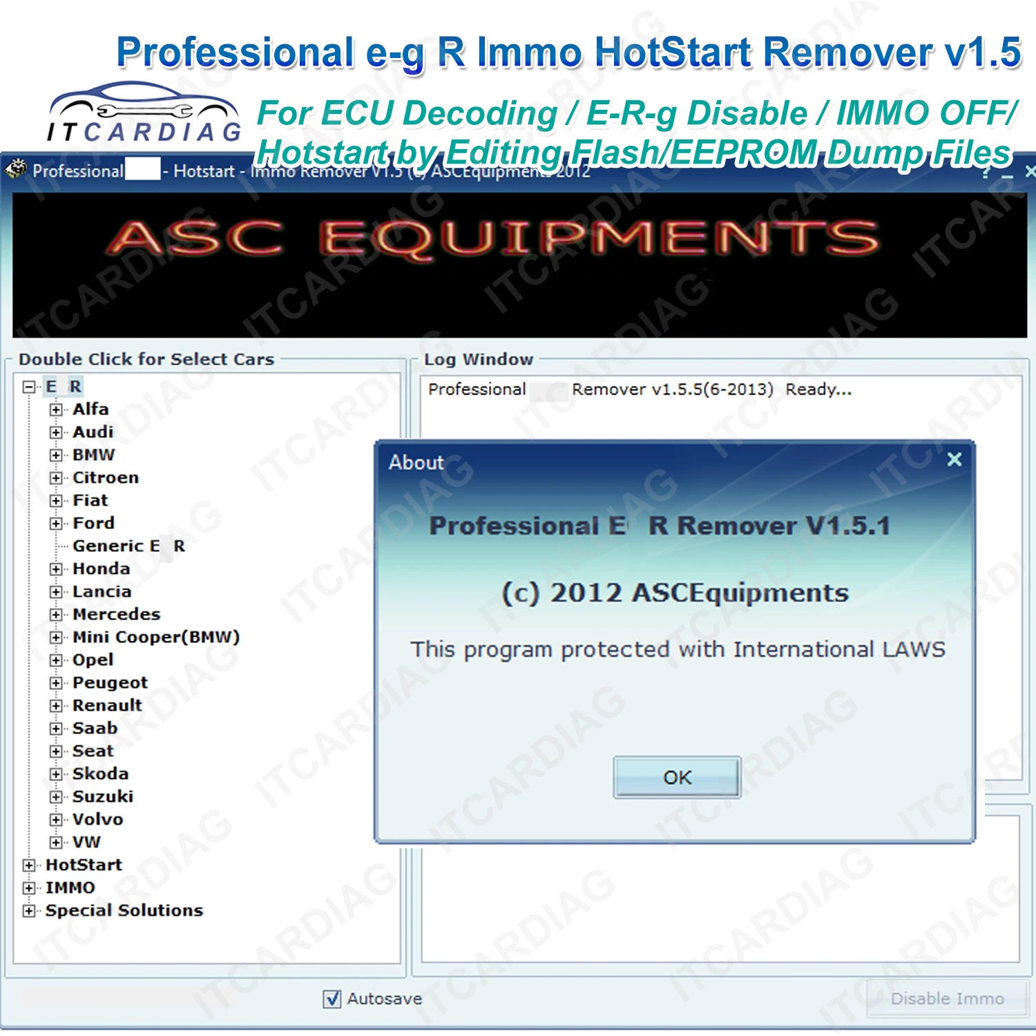 Hot G-E-R Immo HotStart Remover v1.5 for IMMO OFF/ER disable/Hotstart by editing Flash/EEPROM Dump Files Support Kess/ktag