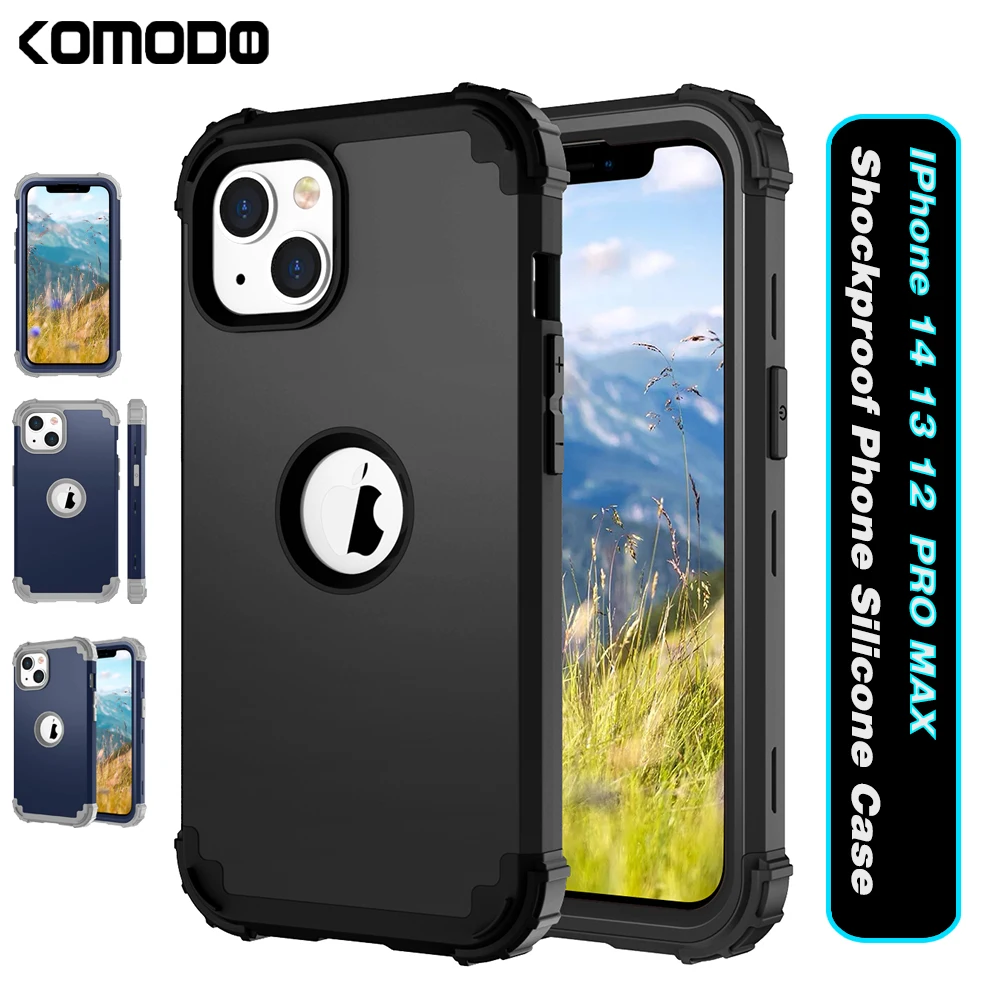 

Shockproof Phone Case For iPhone 15 14 13 12 11Pro Max XR X XS 7 8 Plus 3 Layers Hybrid Full Body Protect Anti-Knock Armor Cove