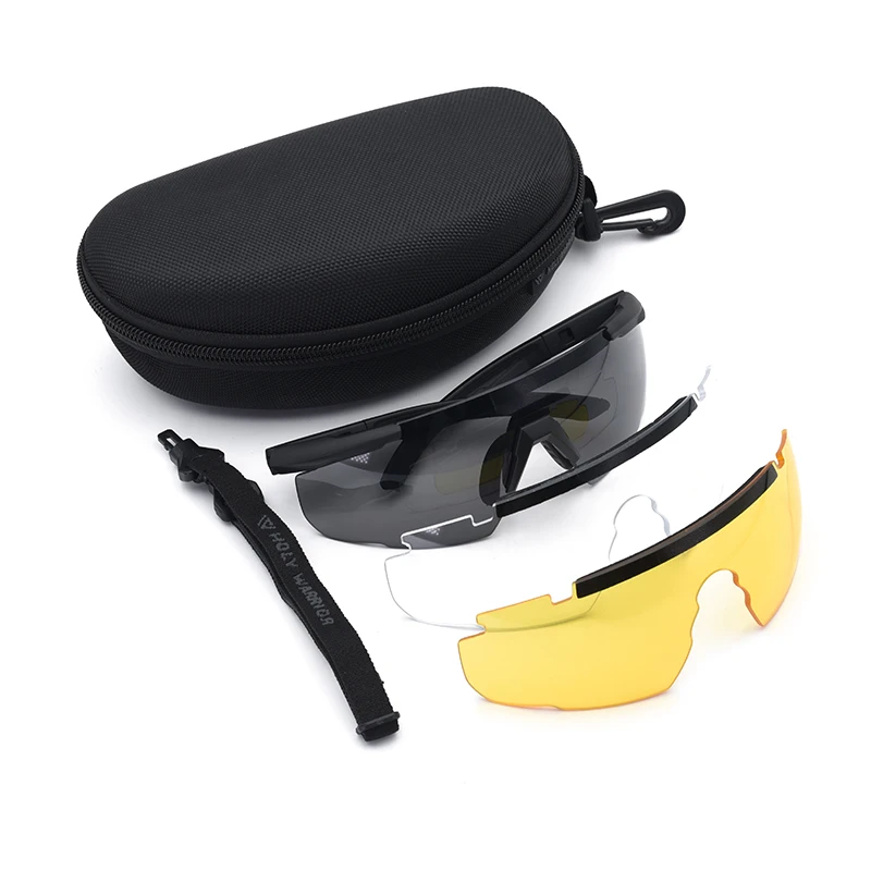 HOLY WORRIOR Goggles Ballistic Glasses 3pcs of Lens Tactical Airsoft Hunting Air Gun Shooting Protective Outdoor Equipmear Gafas