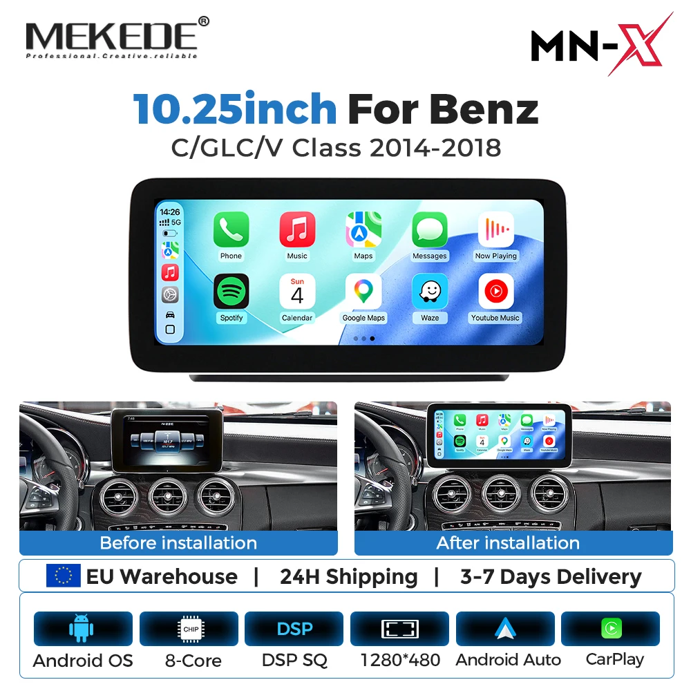 Brezžični CarPlay avtoradio Android 15 za Mercedes