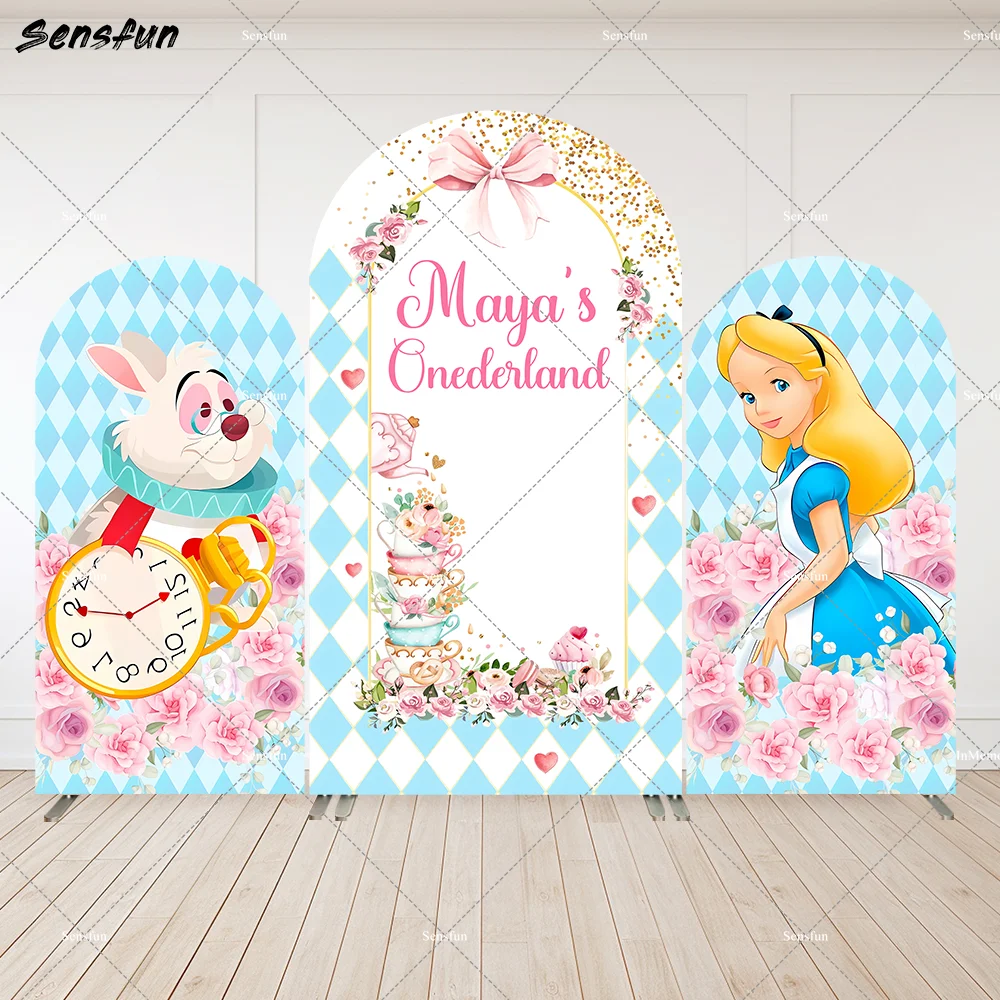 

Tea Party Decoration Disney Alice in Wonderland Girls Birthday Arch Backdrop Cover Chiara Wall Background Baby Shower Banner