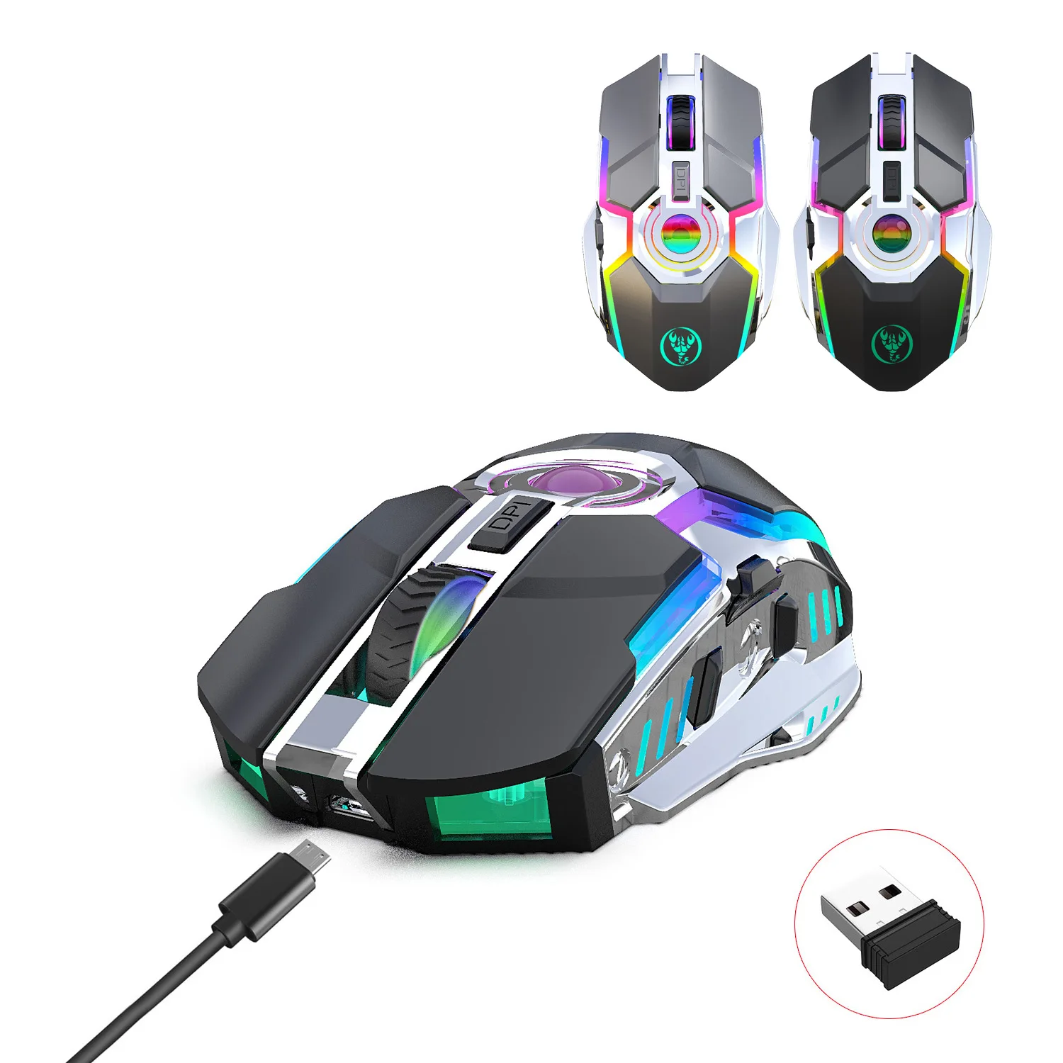 New Wireless Gaming Mouse RGB Light 2400dpi Adjustable for PC Desktop Computer Mouse