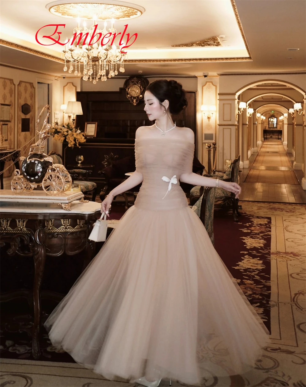 Personalizado gracioso organza barco pescoço vestido de noite clássico fora do ombro vestidos de baile flores luxo vestidos de ocasião especial