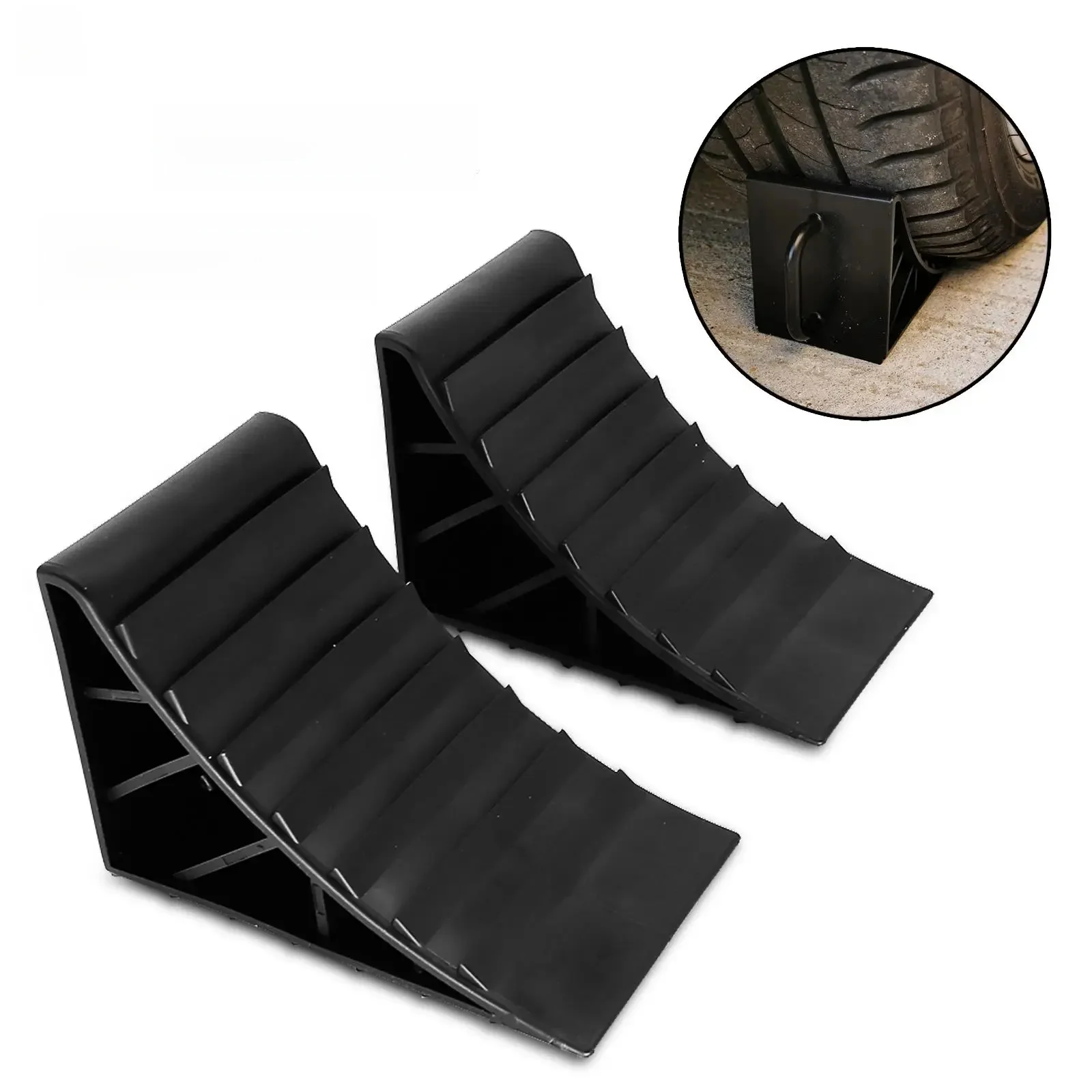Arrêt de roue en plastique haute résistance, 2 pièces, cale de pneu, antidérapant, Anti-roulis, pour voiture, Van, camion, camping-car, bloc d'arrêt de stationnement