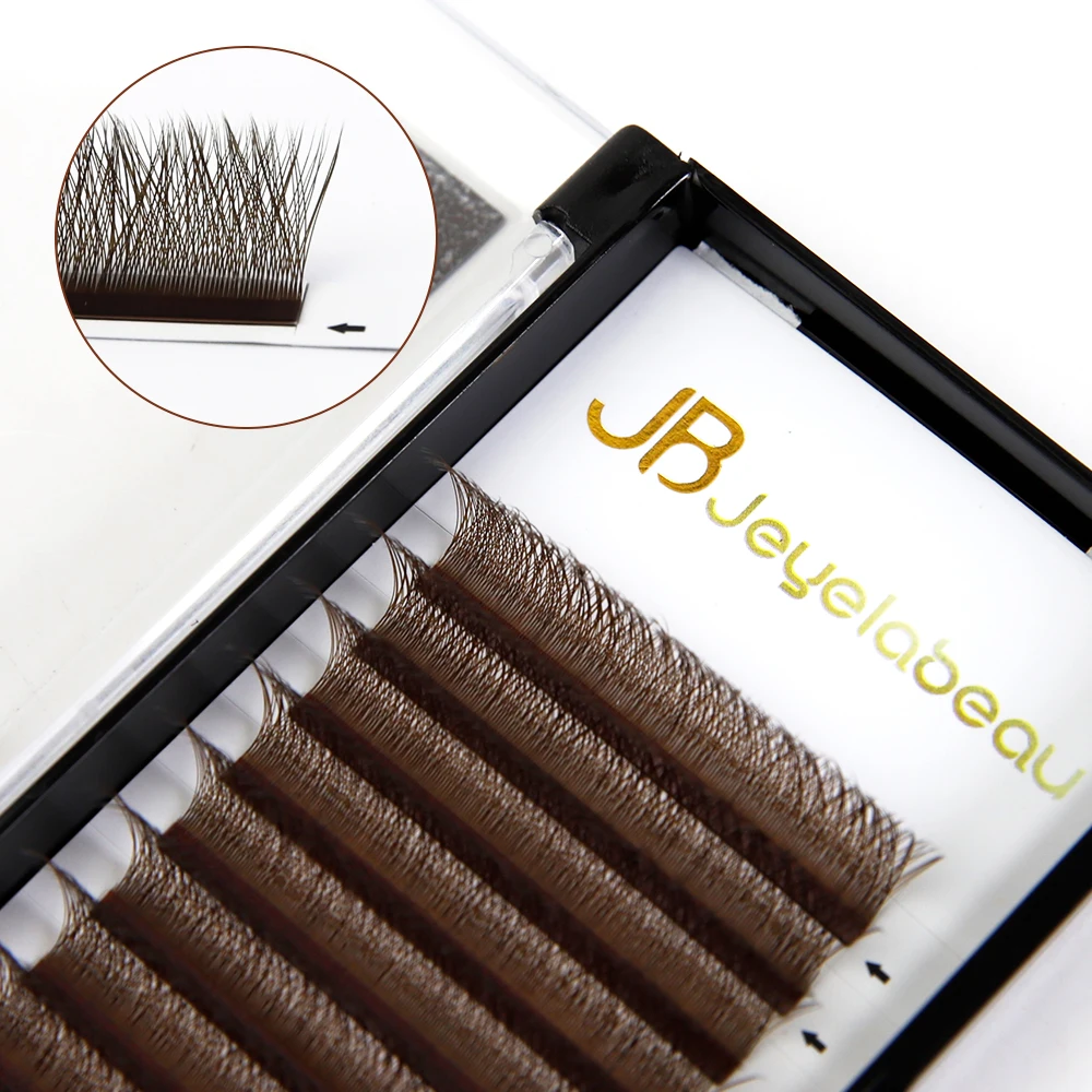 JB Jeyelabeau YY Eyelashes Extensions Brown Individual Fake Lashes Soft Lash Extensions Tow Tips Natural Premade Fans 7-15mm