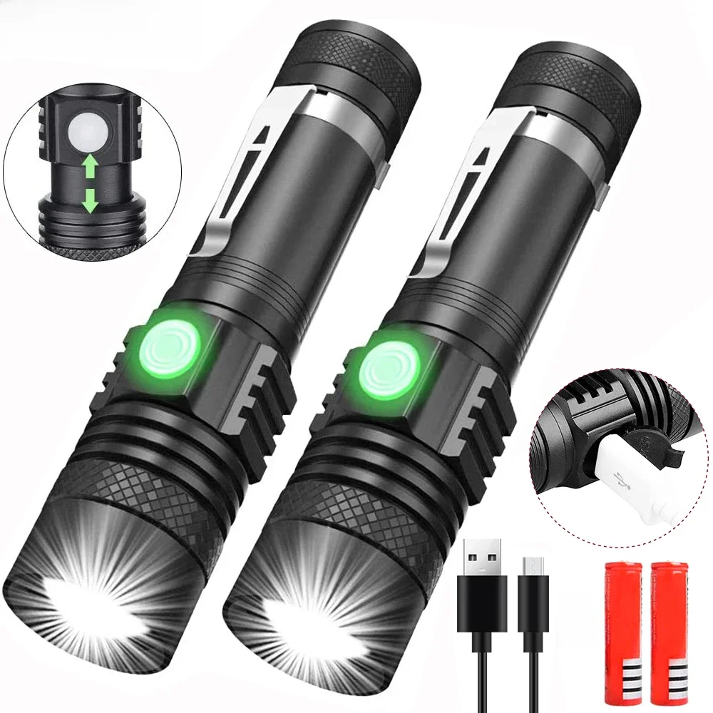 AliExpress POCKETMAN LED Torch Powerful Flashlight USB Rechargeable Flashlights Zoom Bicycle Light Torch Use 18650 Battery