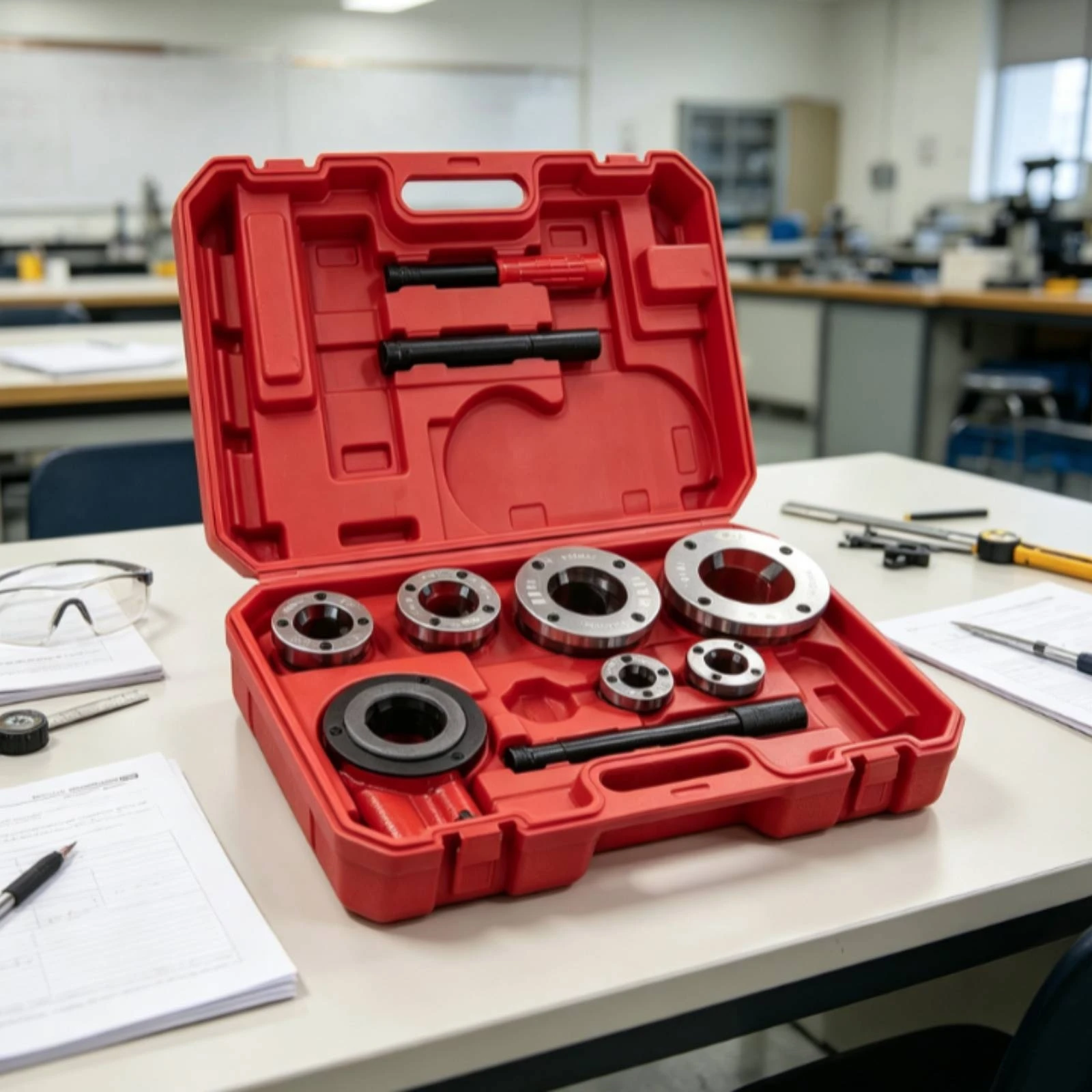 Ratchet Pipe Threader Kit Portable Pipe Threading Machine with Case Tool Replaceable Long-Lasting for Plumbers, Plumbing
