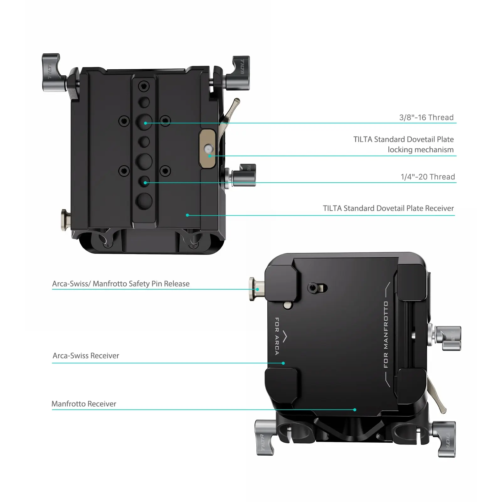 TILTA TA-DBP-B TA-DBPK-B 15mm LWS Arca Manfrotto Dual Baseplate Snap-In ARCA Manfrotto Quick Release Plates for Ronin s Gimbal